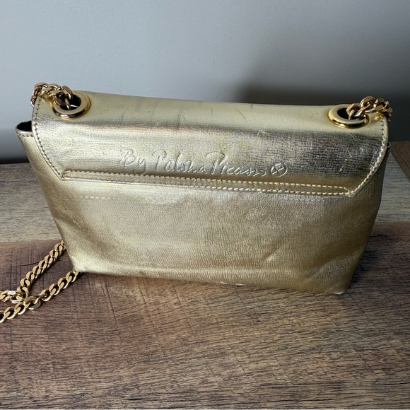 PALOMA PICASSO Vintage Gold X Bag Crossbody Chain Strap Snap Closure *Flaw* - Picture 6 of 16